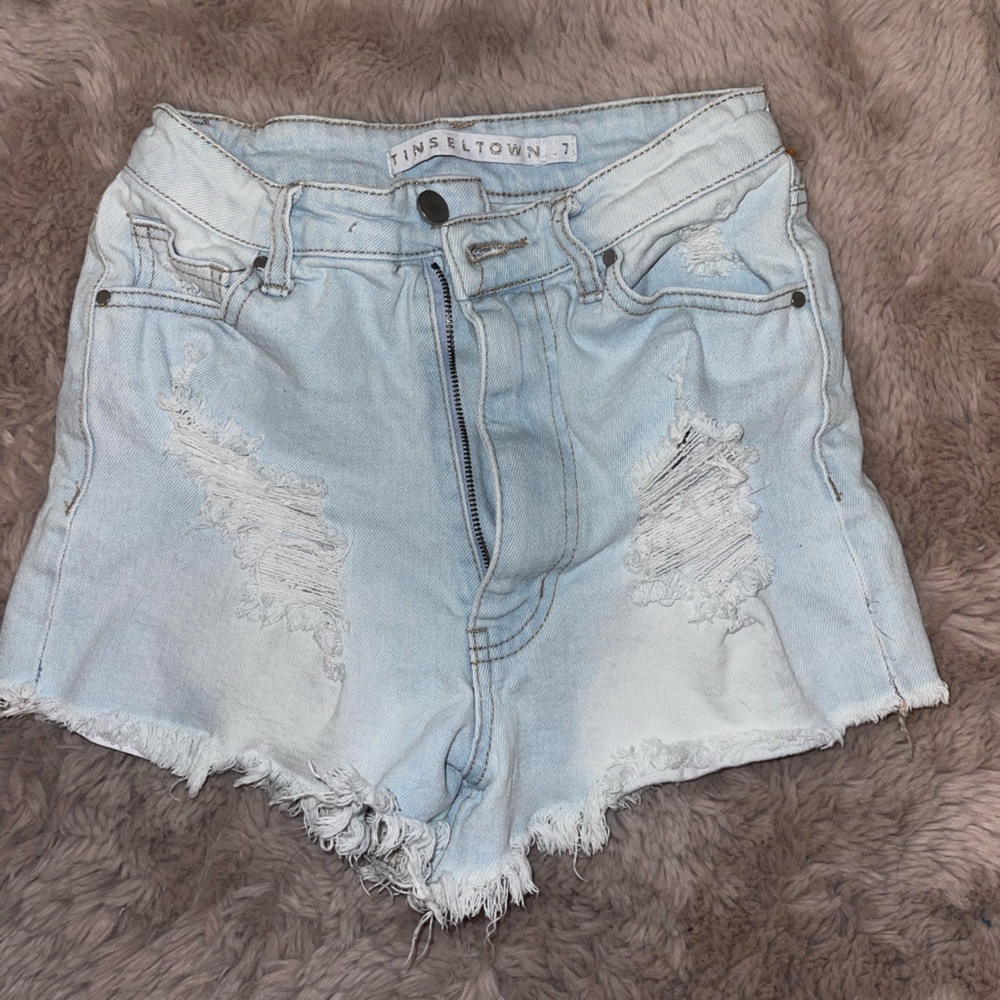 Tinseltown Blue Distressed Jean Shorts